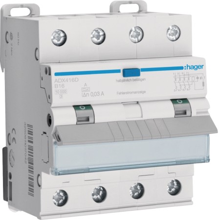 Hager ADX416D FI-LS 4P 10kA B-16A 30mA A