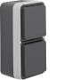Berker W1 splash 47703525 plug. SCHUKO with folding lid 2 times vertical grey/light grey matt