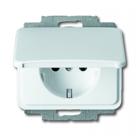 Busch-Jäger SCHUKO® socket insert, with hinged cover studio white high gloss 2018-0-1040