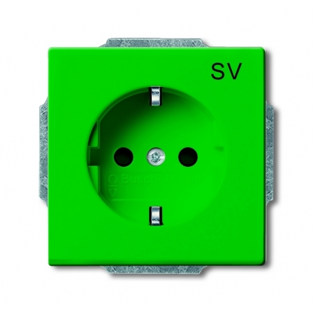 Busch-Jäger SCHUKO® socket insert, with imprint green (SW) RAL 6018 2011-0-3722