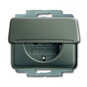 Busch-Jäger SCHUKO® socket insert, with folding lid platin 2018-0-0695