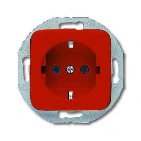 Inserción de toma de Busch-Jäger SCHUKO®, con anillo de soporte redondo rojo 2011-0-2217