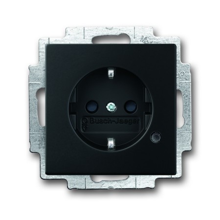 Busch-Jäger SCHUKO®-pistorasia, jossa LED-valon musta matt 2013-0-5330