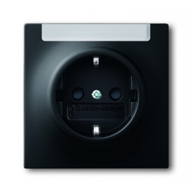 Busch-Jäger SCHUKO® socket insert, with label field black matt 2011-0-3888