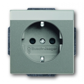 Busch-Jäger SCHUKO®-pistorasia, jonka etikettikenttä on harmain vuosina 2011-0-3876