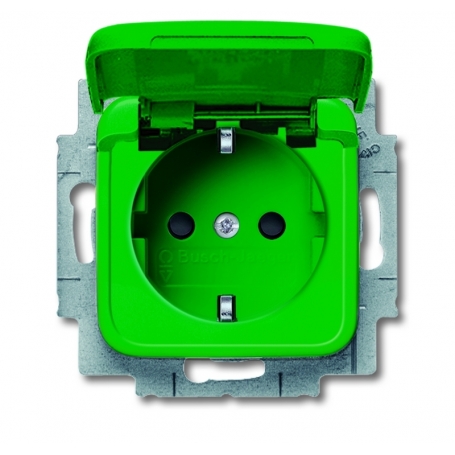 Busch-Jäger SCHUKO®-pistorasia, jossa on int. erh. touch protection green 2013-0-5307