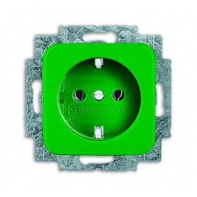 Busch-Jäger SCHUKO® socket insert, with int. erh. touch protection green 2013-0-5309