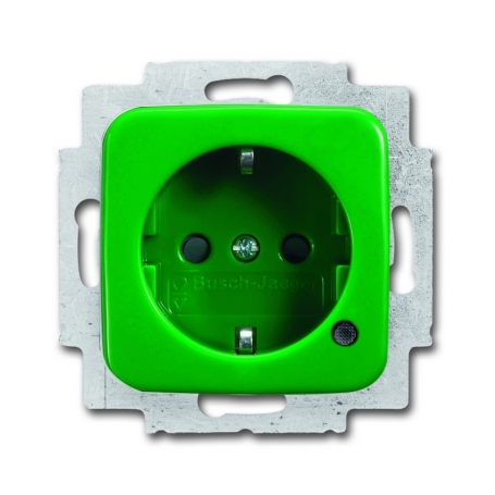 Busch-Jäger SCHUKO® socket insert, with LED control light green (SW) RAL 6018 2013-0-5282