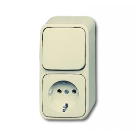 Busch-Jäger combinación SCHUKO® socket, con interruptor de wipp, apagado y cambio de blanco 1641-0-0174