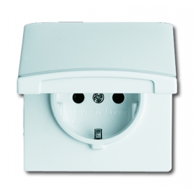 Busch-Jäger SCHUKO® socket insert, with hinged cover white 2064-0-0287