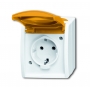 Busch-Jäger SCHUKO® outlet, with orange folding lid alpinwhite 2083-0-0838