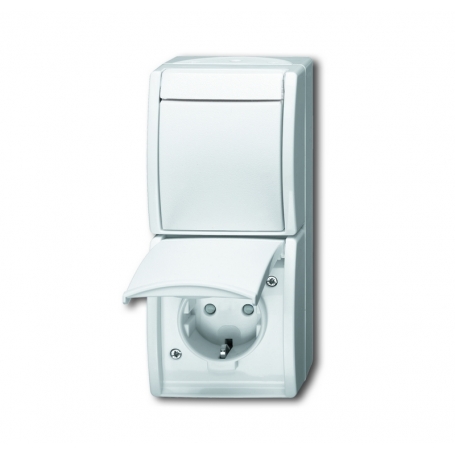 Busch-Jäger Combination SCHUKO® socket, with wlip switch, with inherent contact protection alpinwhite 1684-0-0331
