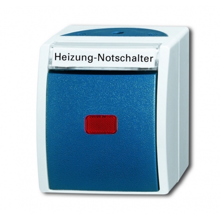 Busch-Jäger Wippkontrollschalter/Heizung-Notschalter, Ausschaltung, 2polig grau/blaugrün 1085-0-1610
