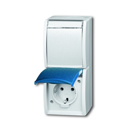 Busch-Jäger SCHUKO® Steckdose, 2fach grau/blaugrün 2084-0-0702