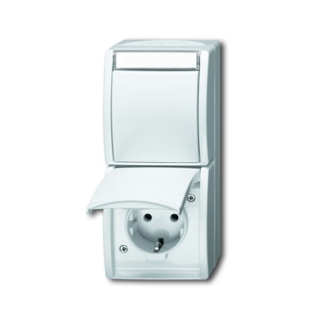 Busch-Jäger Combination SCHUKO® socket, with wlip switch, off and change-over circuit alpinwhite 1684-0-0327