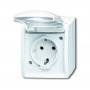 Busch-Jäger SCHUKO® outlet, with hinged cover alpinwhite 2083-0-0834