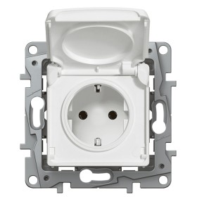 Legrand 664532 NILOE Πρίζα με ανακλινόμενο καπάκι και αρπάγες, λευκό