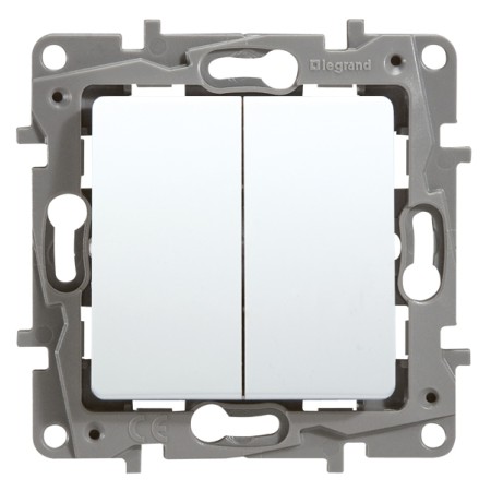 Legrand 664702 double switch 10AX with plug-in clamps without spreader claws ultra white