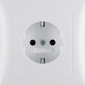 Berker 47429909 S1 Schuko socket con placa de cubierta completa polar blanco mate