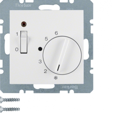 Berker 20308989 S1/B.x kontroler sobne temperature sa središnjim komadom, 230V, sjajni polarno bijeli