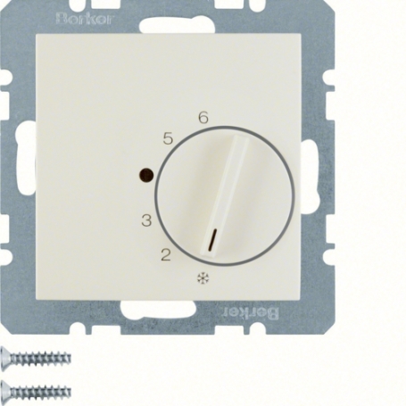 Berker 20268982 S1 room temperature regulator with central piece, 230V, cream white glossy