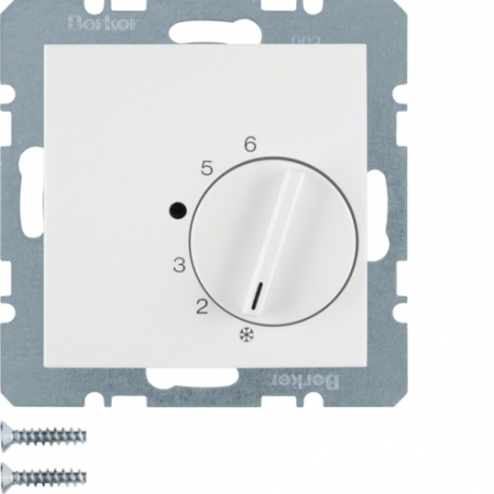 Berker 20268989 Régulateur de température ambiante S1/B.x avec pièce centrale, 230V, blanc polaire brillant