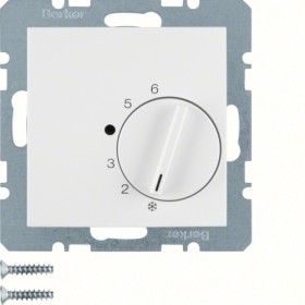 Berker 20261909 S1/B.x room temperature regulator with central piece, 230V, polar white matt