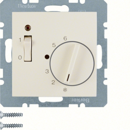 Berker 20318982 Regulador de temperatura ambiente S1 con pieza central, 24V, crema blanca brillante