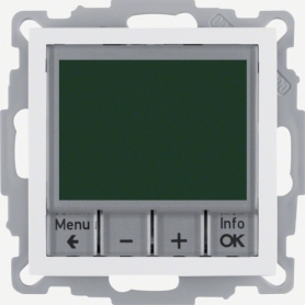 Berker 20441909 S1/B.x regulator temperature sa središnjim komadom, 230V, polarno bijeli mat