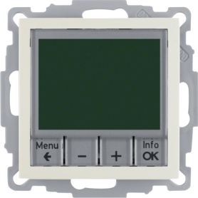 Berker 20448982 S1 Controlador de temperatura con pieza central, 230V, crema blanca brillante