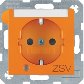 Berker 41108914 S1/B.x Schuko socket with control LED and imprint ZSV orange shiny