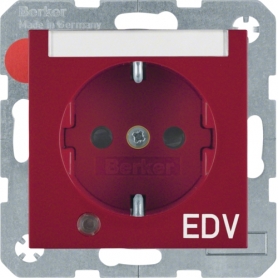 Berker 41108915 S1/B.x Schuko aljzat vezérlő LED, erh érintésvédelem & Imprint EDV piros