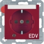 Berker 41108915 S1/B.x Schuko socket with control LED, erh touch protection & imprint EDV red