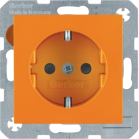 Berker 41438914 S1/B.x Schuko socket with screw terminals orange shiny