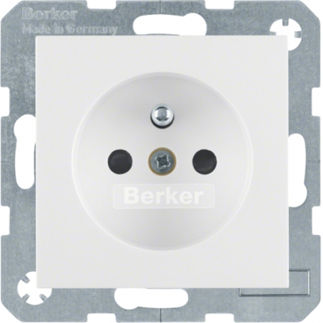 Berker 67687689 S1/B.x SD with protective contact pin erh. Contact protection polar white glossy