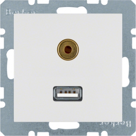 Berker 3315391909 S1/B.x toma de audio USB 3.5 mm polar blanco mate