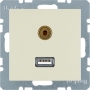 Berker 3315398982 S1 USB 3,5 mm audio priključak krema