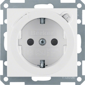 Berker 47088989 S1/B.x Schuko Steckdose mit FI-Schutzschalter polarweiß glänzend