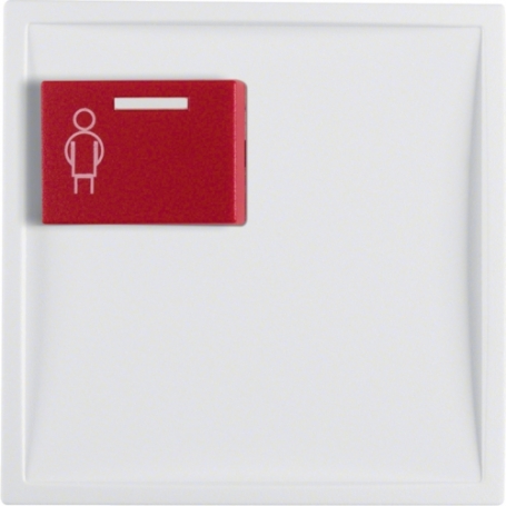 Berker 12168989 S1/B.x Pièce centrale avec bouton rouge, blanc polaire brillant