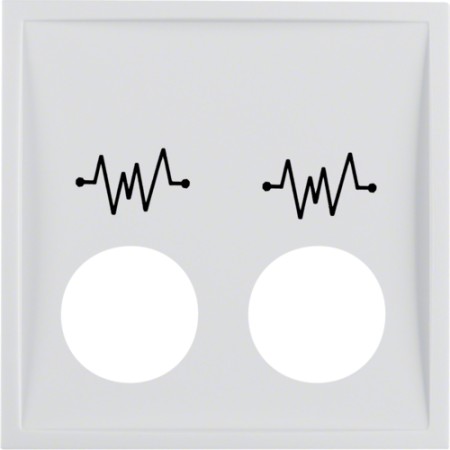 Berker 12448989 S1/B.x Zentralstück mit 2 Steck- öffnungen u.Aufdruck, polarweiß glänzend