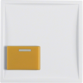 Berker 12529909 S1/B.1 central piece with yellow setting button, polar white