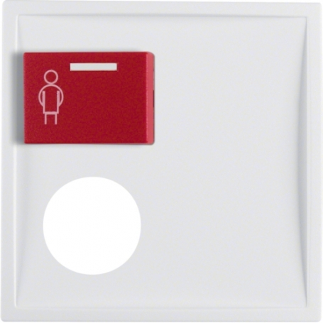 Berker 12179909 S1/B.x Pièce centrale avec bouton d'appel rouge haut et bas ouvert, blanc polaire mat