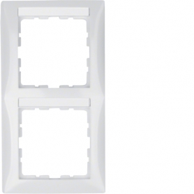 Berker 10128919 S1 frame 2 times vertical with labeling field polar white gloss