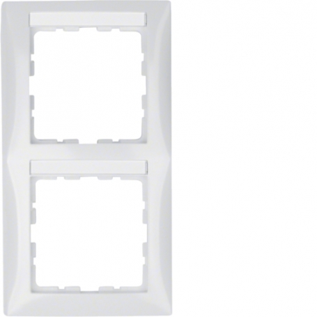 Berker 10128919 S1 frame 2 times vertical with labeling field polar white gloss