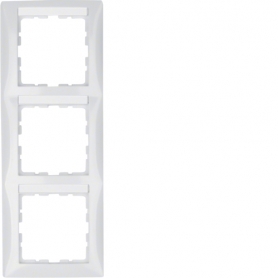 Berker 10138919 S1 frame 3 times vertical with marking field polar white gloss