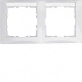 Berker 10228919 S1 Frame 2x horizontal with labeling field polarwhite gloss