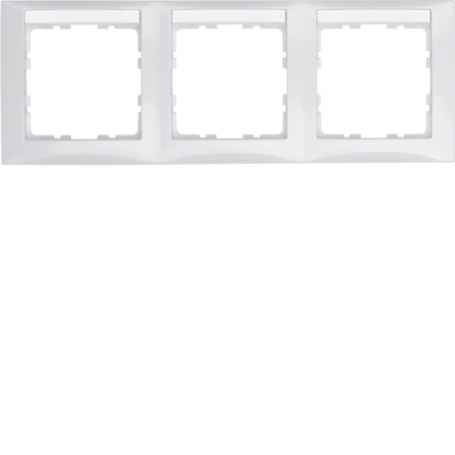 Berker 10238919 S1 Frame 3x horizontal with labeling field polarwhite gloss