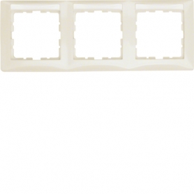 Berker 10238912 S1 Cadre 3x horizontal avec étiquette champ crème blanc brillant