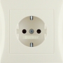 Berker 47228982 S1 Schuko socket with bright touch protection and cover plate, cream white glossy