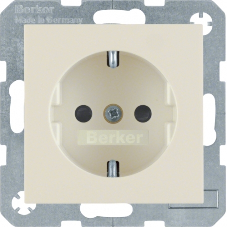 Berker 47238982 S1 Schuko socket with increased touch protection creamwhite glossy